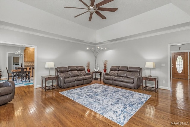 9524 County Road 42nd Rd, Jemison, AL 35085 - living area featuring crown molding, ceiling fan, and wood finished floors