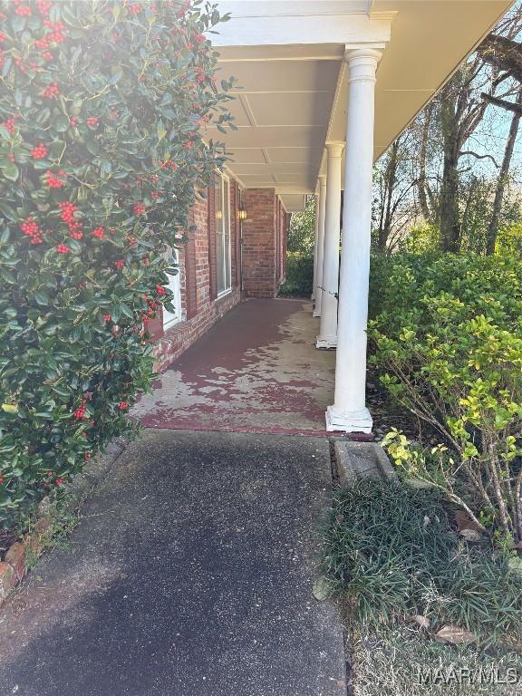 view of patio featuring covered porch and an attached carport