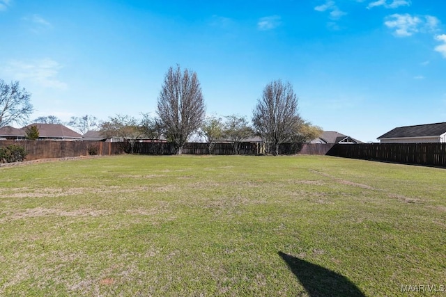 view of yard featuring a fenced backyard