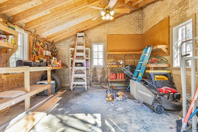 storage room featuring a ceiling fan