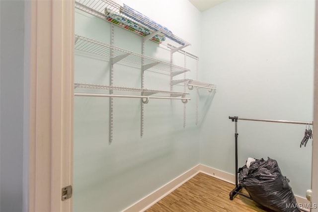 spacious closet with wood finished floors