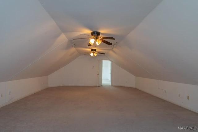 additional living space featuring lofted ceiling and light colored carpet