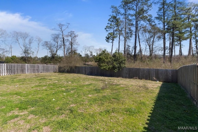 view of yard featuring a fenced backyard