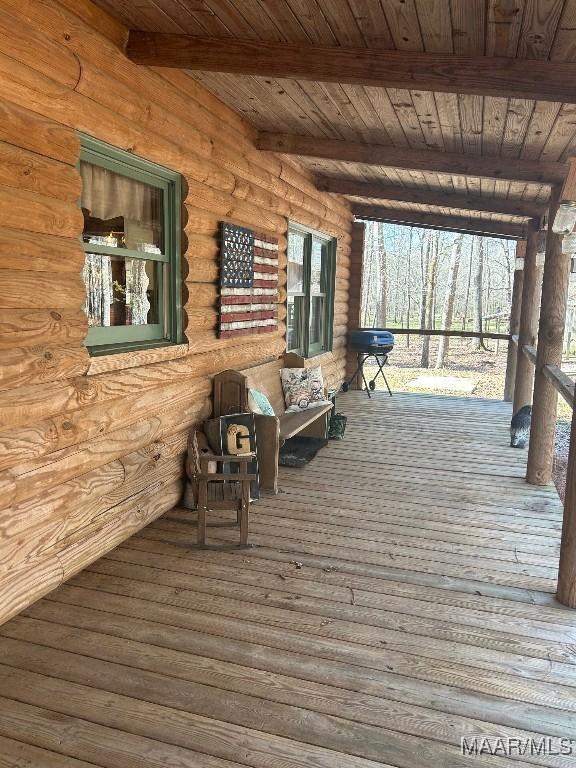 deck with covered porch