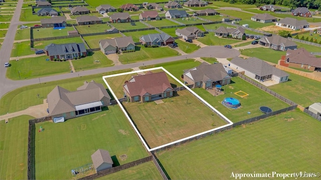 aerial view with a residential view