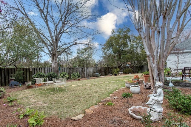 view of yard featuring a fenced backyard