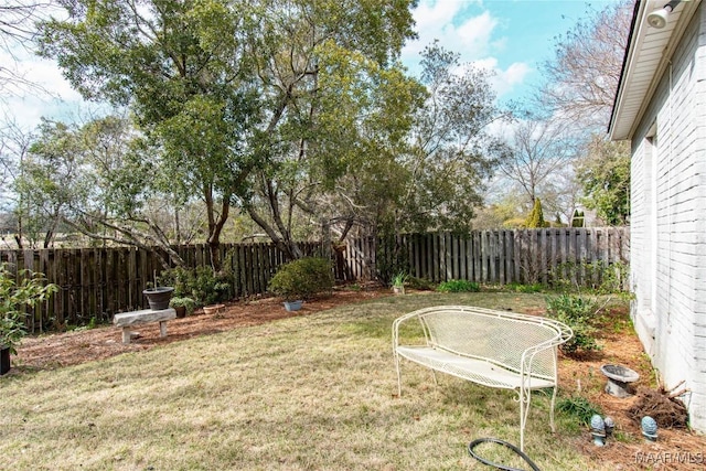 view of yard featuring a fenced backyard