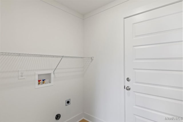 washroom featuring washer hookup, laundry area, electric dryer hookup, and baseboards