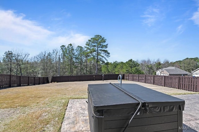 view of yard featuring a fenced backyard