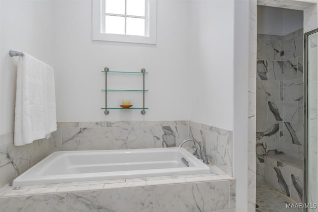 7808 Ebury St, Montgomery, AL 36116 - bathroom featuring a garden tub and a marble finish shower