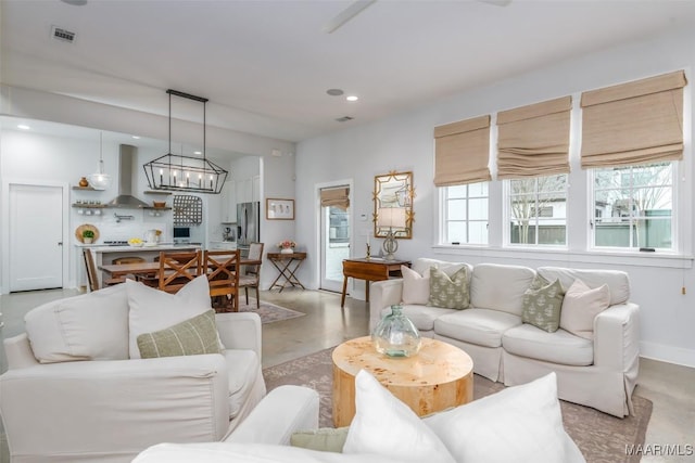 7808 Ebury St, Montgomery, AL 36116 - living room featuring baseboards, visible vents, and recessed lighting