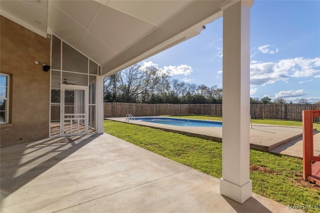 view of patio with a fenced in pool and a fenced backyard