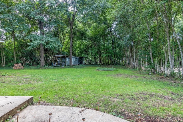 view of yard featuring an outbuilding