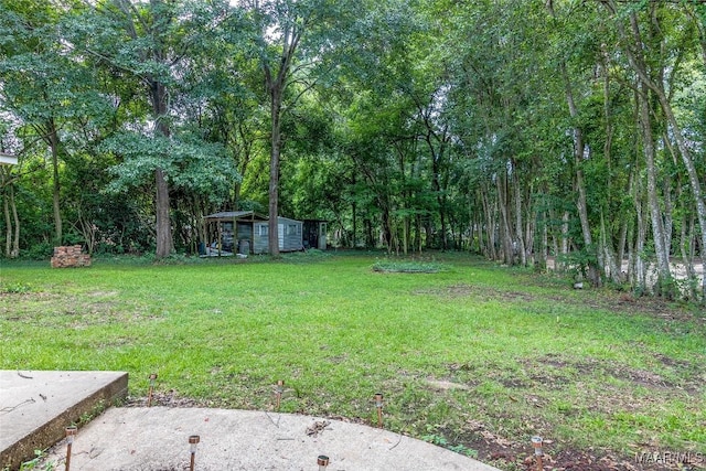 view of yard with an outdoor structure