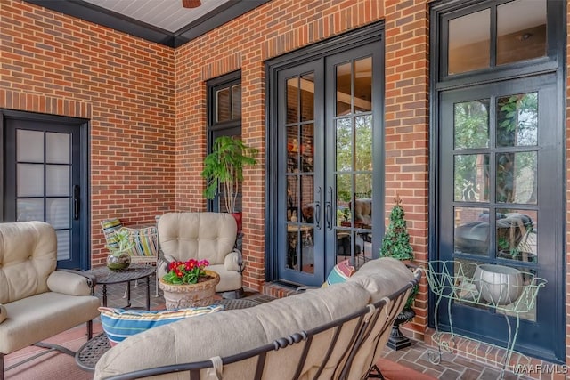 view of patio featuring french doors