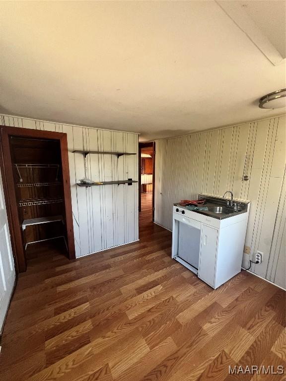 kitchen featuring a sink and wood finished floors