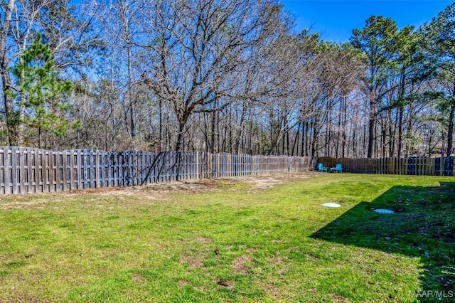 view of yard featuring a fenced backyard