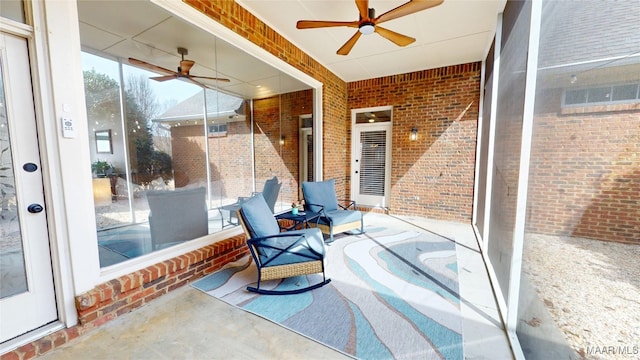 view of patio / terrace with a ceiling fan