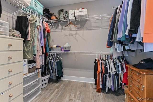 spacious closet with wood finished floors