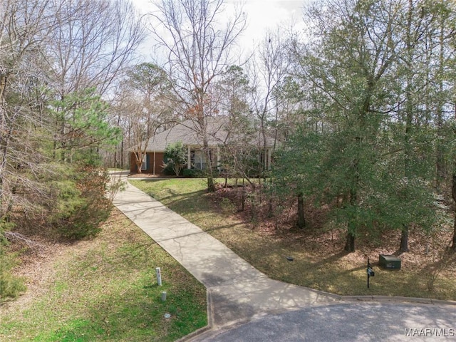 view of property's community with a lawn