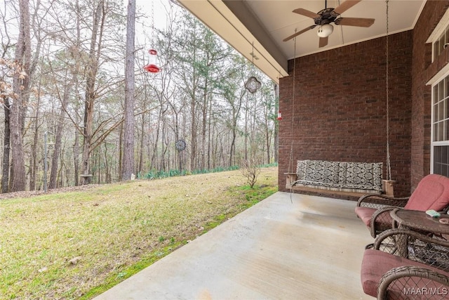 view of patio / terrace with a ceiling fan