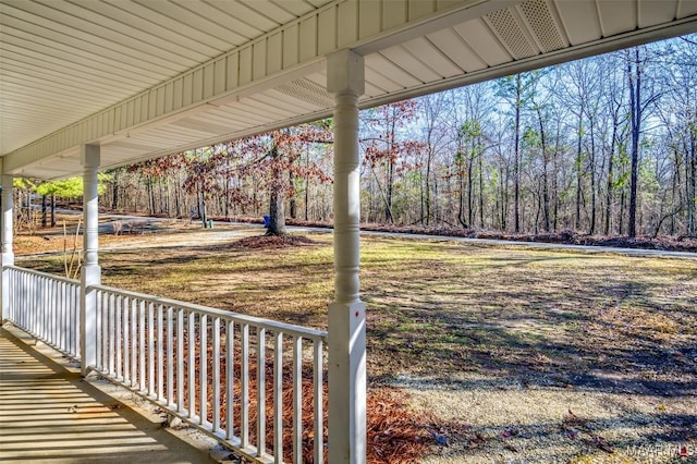 view of yard with a porch