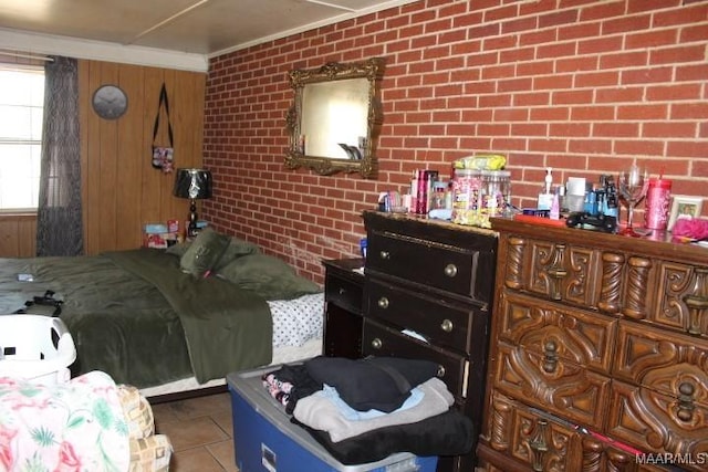 114 Rotary St, Montgomery, AL 36110 - bedroom featuring brick wall, tile patterned flooring, and ornamental molding