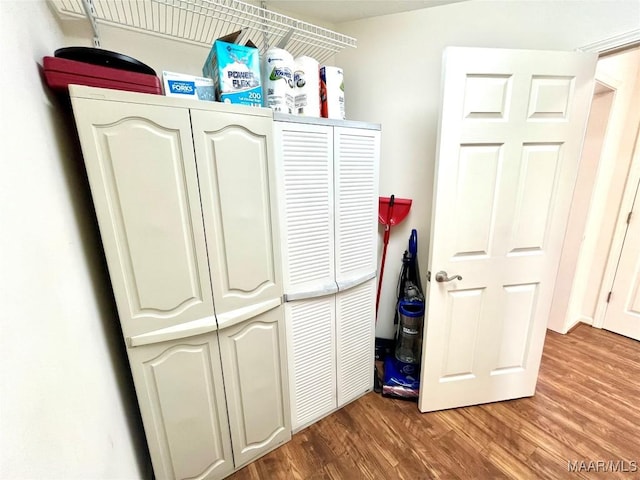 laundry area featuring wood finished floors