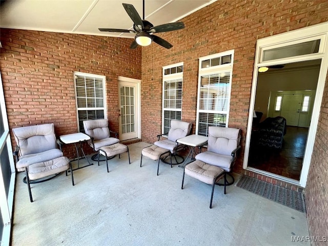 view of patio with a ceiling fan