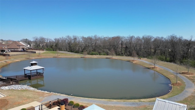 view of water feature with a gazebo