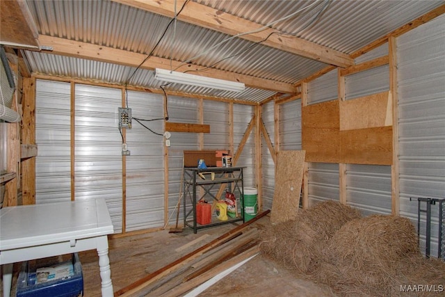 garage featuring metal wall