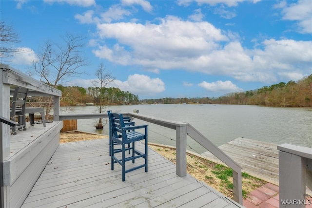 dock area featuring a water view