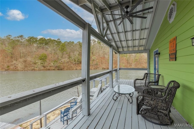 exterior space featuring visible vents and a water view