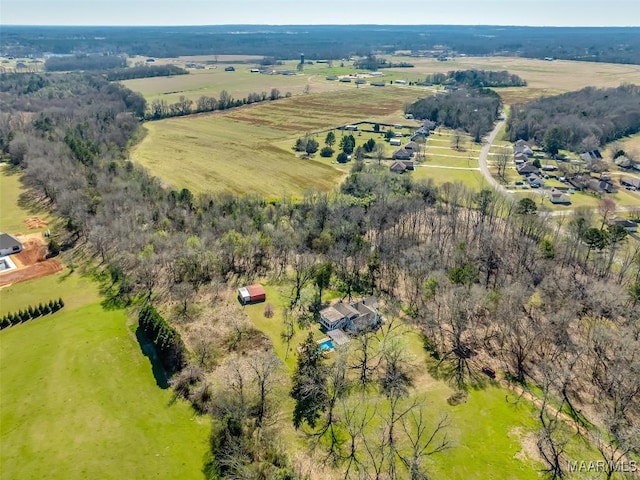 drone / aerial view featuring a rural view