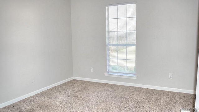 spare room featuring baseboards and carpet floors