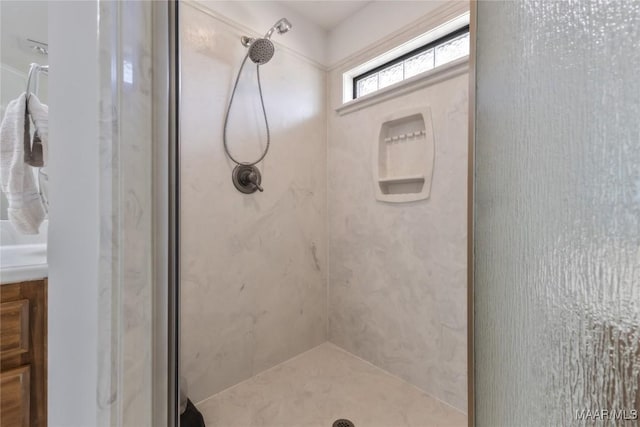 bathroom featuring a shower stall