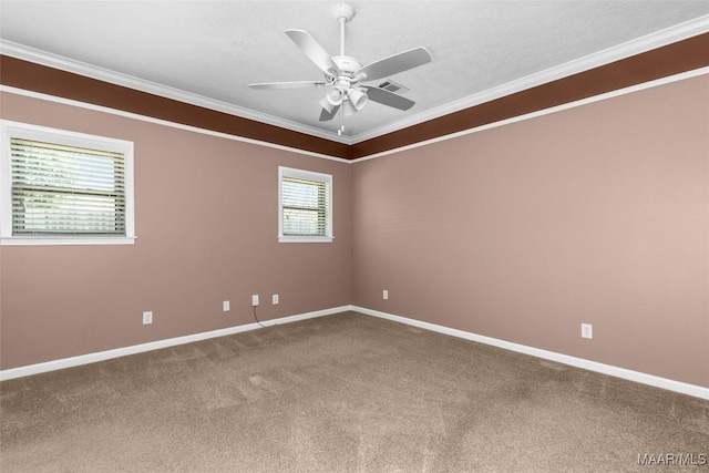 125 Greenfield Pl, Wetumpka, AL 36093 - unfurnished room with carpet flooring, baseboards, a ceiling fan, and crown molding