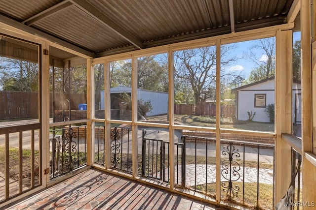 view of unfurnished sunroom