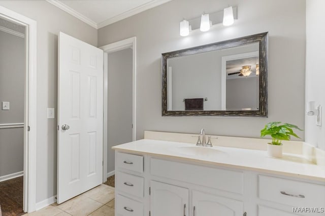 29 Creek Dr, Montgomery, AL 36117 - bathroom with baseboards, ornamental molding, vanity, and tile patterned flooring