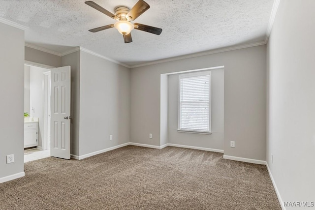 29 Creek Dr, Montgomery, AL 36117 - carpeted empty room with baseboards, a textured ceiling, a ceiling fan, and crown molding
