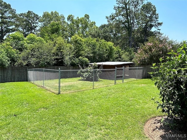 view of yard featuring a fenced backyard