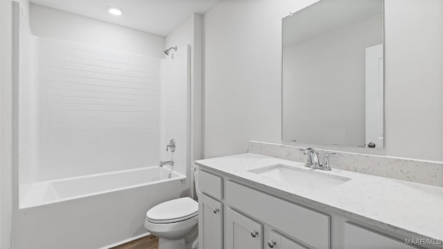 3140 Knotts Dr, Montgomery, AL 36116 - full bath featuring vanity, bathing tub / shower combination, and wood finished floors