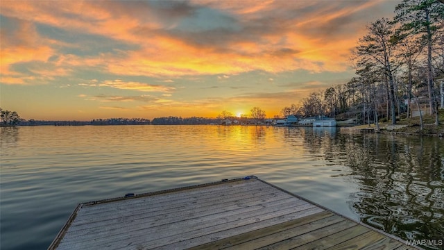 view of dock featuring a water view