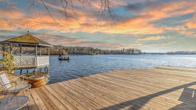 view of dock featuring a water view