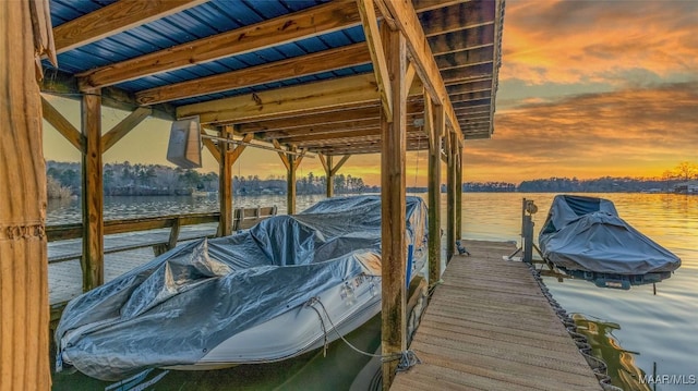 view of dock featuring a water view