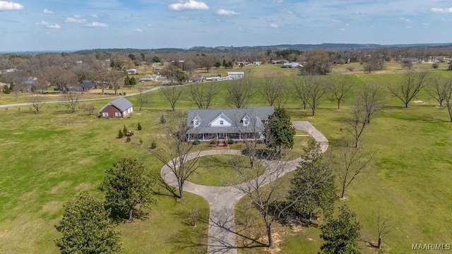 aerial view with a rural view