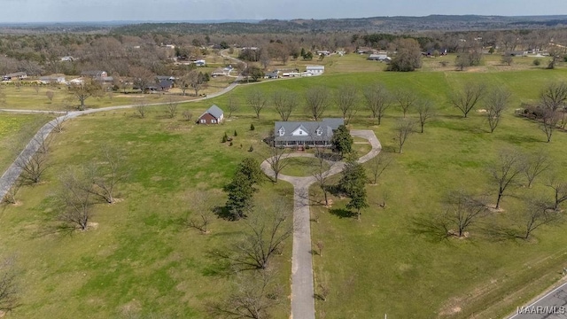 drone / aerial view featuring a rural view