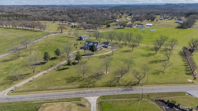 birds eye view of property with a rural view
