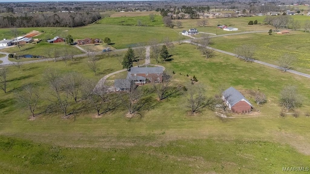drone / aerial view with a rural view