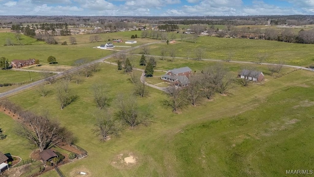 aerial view with a rural view
